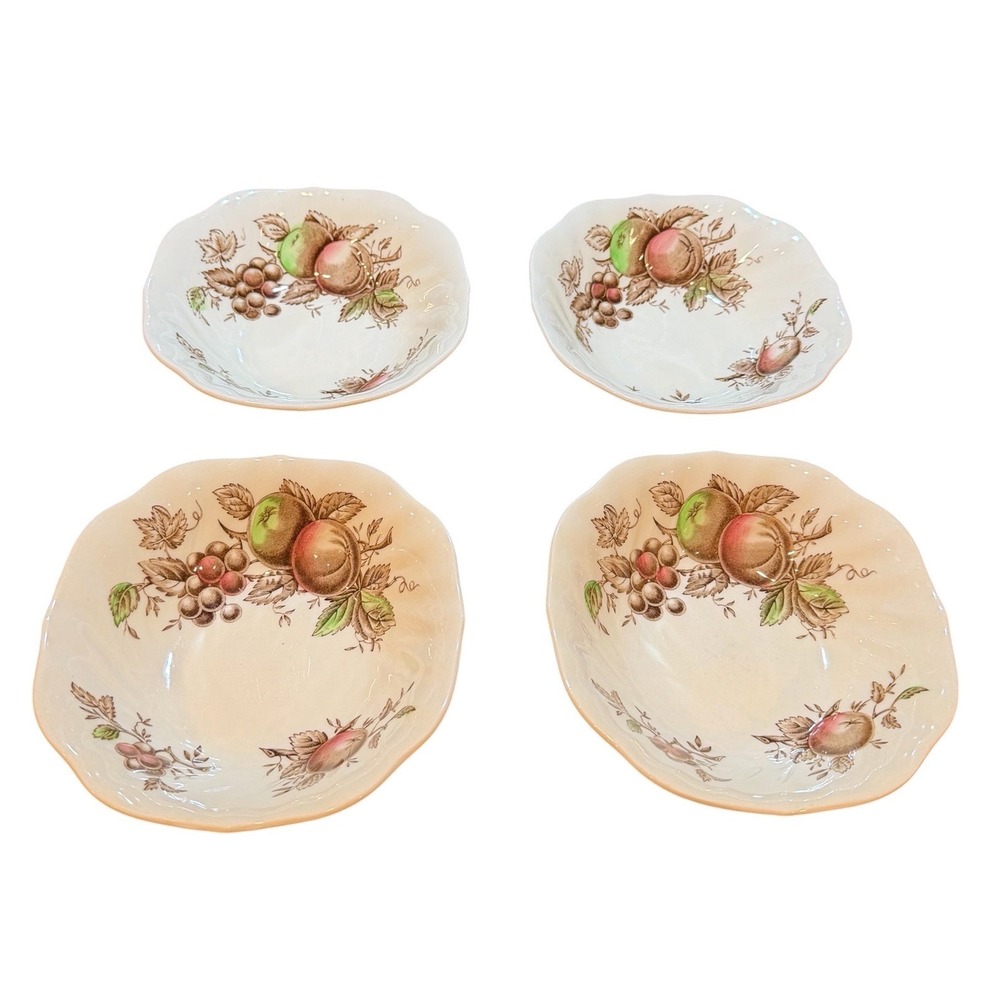 4 Vintage Johnson Bros Harvest Time Fruit Dessert Bowls Made in England 1960s